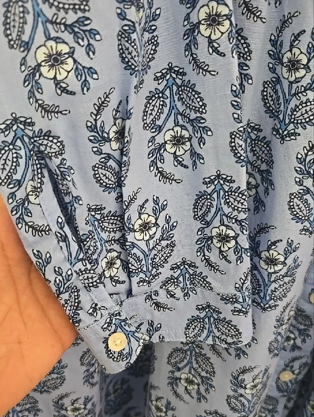 J. Crew Blue Floral Pockets Buttoned  Comfy Wear Babydoll Boho Fall Dress